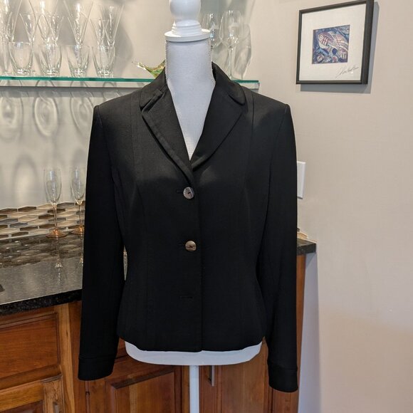 Vintage Sigrid Olsen Black Tapered Notched Collar Blazer/Jacket - Size 6 - Picture 2 of 6